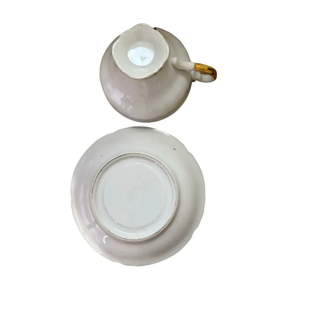 Vintage Greece Ελλάς Porcelain Tea Cup Saucer Plate Set Gold Trim